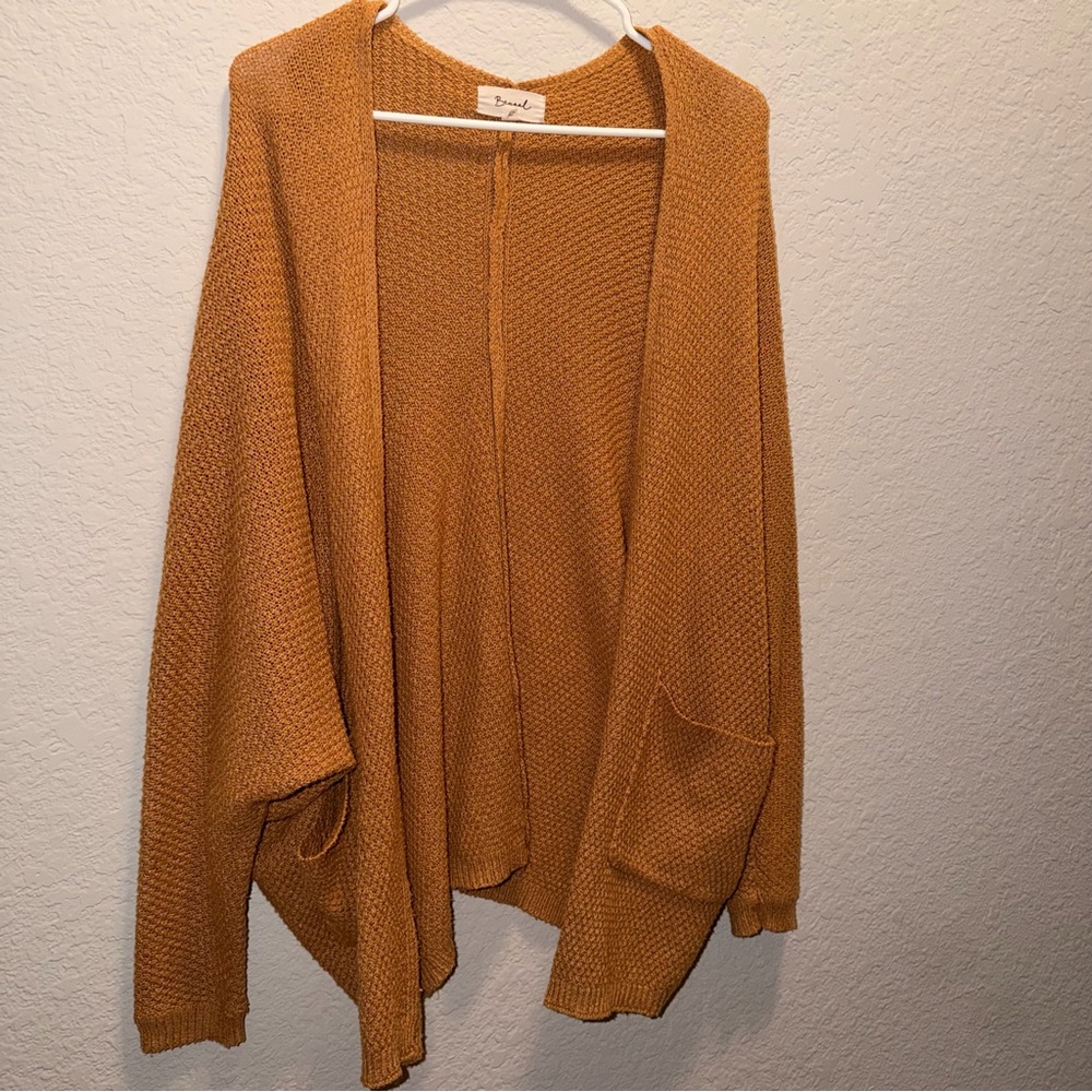 Mustard Open-Front Cardigan